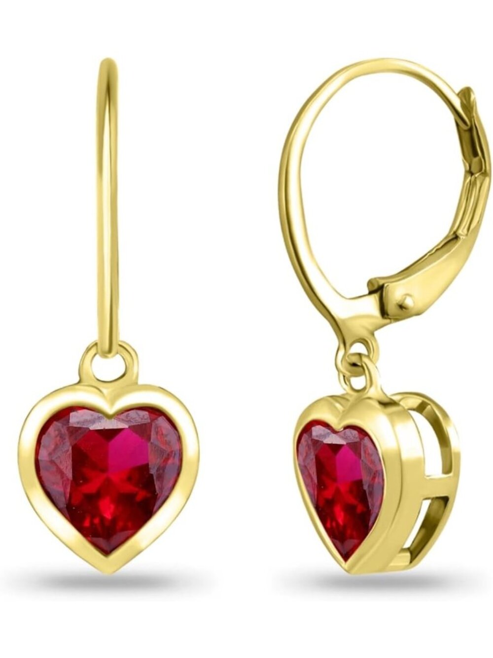 Heart Bezel Birthstone Dangle Earrings for Women - 6mm Silver Leverback Drop